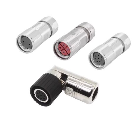 4PIN M23 Power Cable Connector with Silver/Gold Plated Pin for Panel or Cable Mount Servo Motor Applications