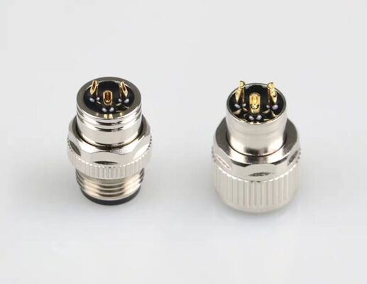 M12 connector, integral non-detachable, shielded, solder-type, waterproof male and female, 4-pin, 5-pin, 8-pin, 12-pin