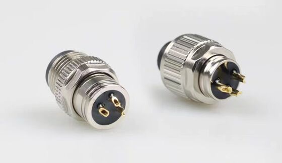 M12 connector, integral non-detachable, shielded, solder-type, waterproof male and female, 4-pin, 5-pin, 8-pin, 12-pin
